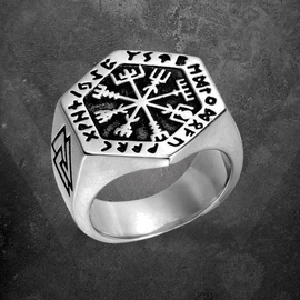 Vegvisir Runic Navigator Ring