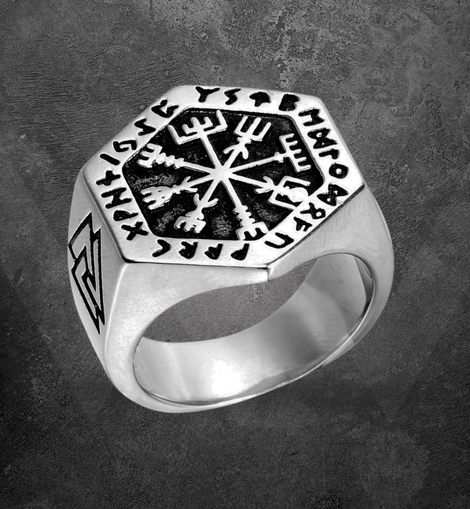 Vegvisir Runic Navigator Ring