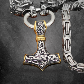 Twin Ravens Mjölnir Necklace