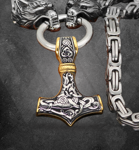 Twin Ravens Mjölnir Necklace