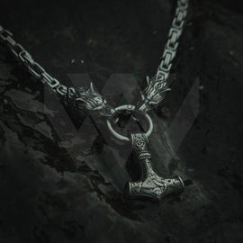 Twin Ravens Mjölnir Necklace